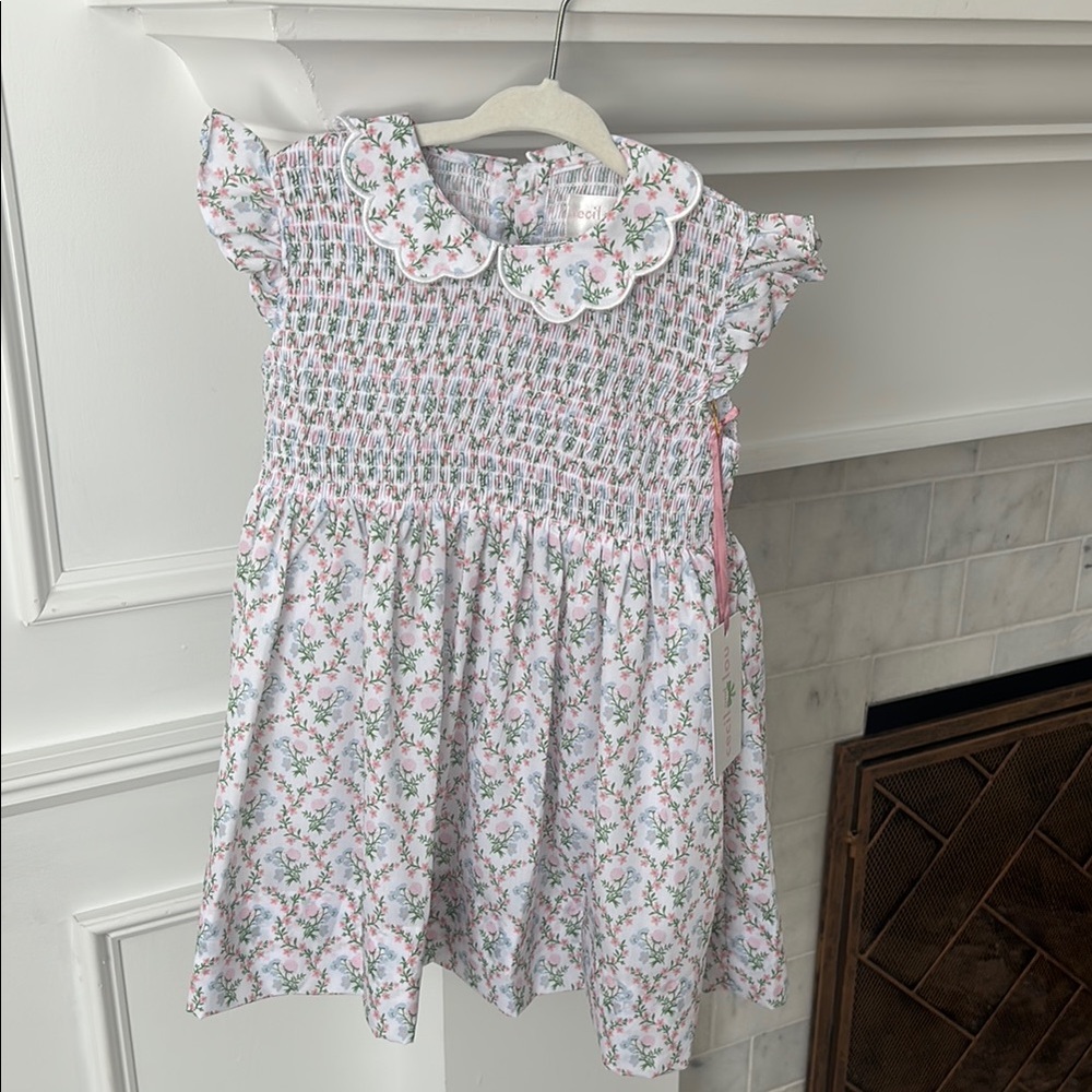 Floral White and Pink Kids Dress